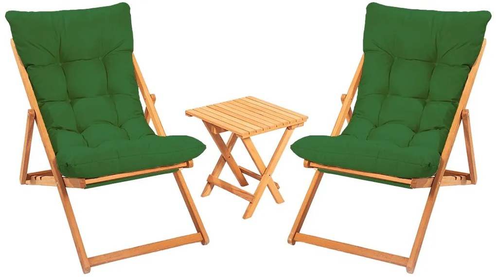 Conjunto de Mesa e Cadeiras de Jardim My005 – Verde Natural – Mesa 40x