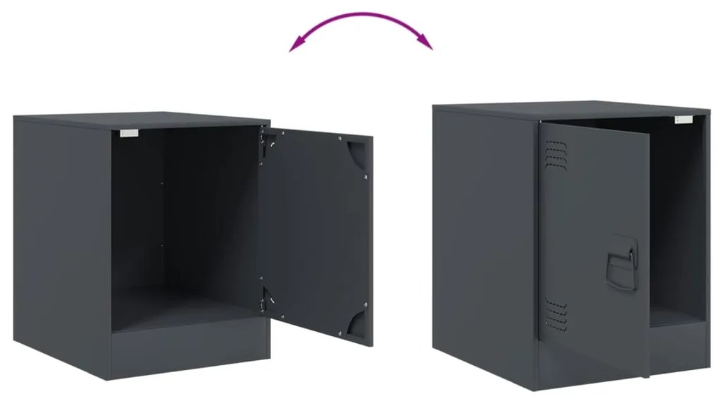 Mesas de cabeceira 2 pcs 34,5x39x44 cm aço antracite