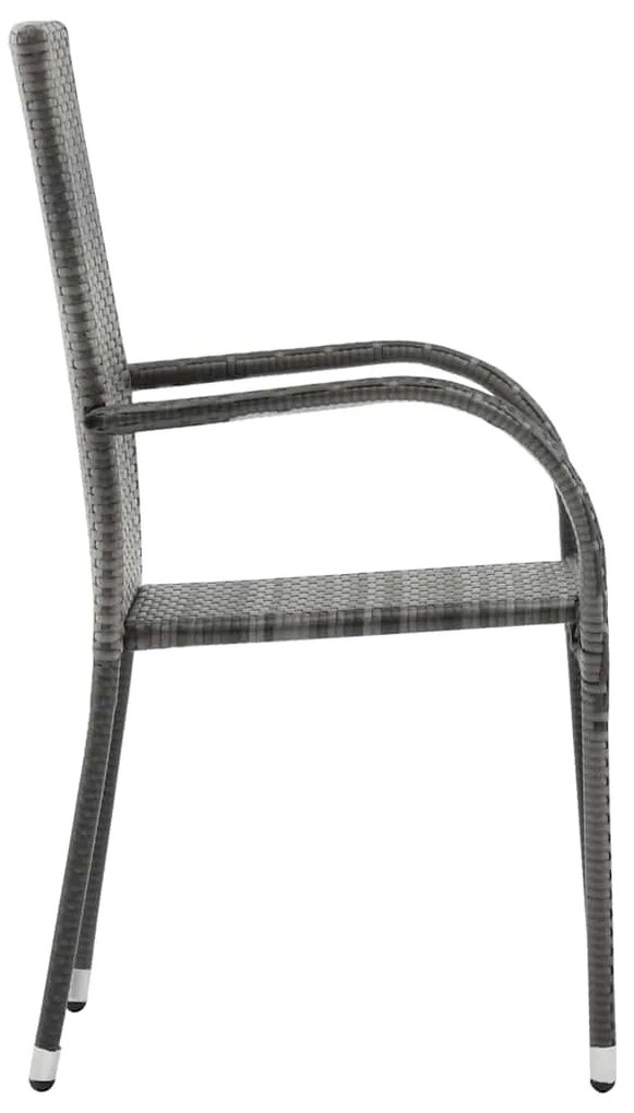 Cadeiras de exterior empilháveis 4 pcs vime PE cinzento