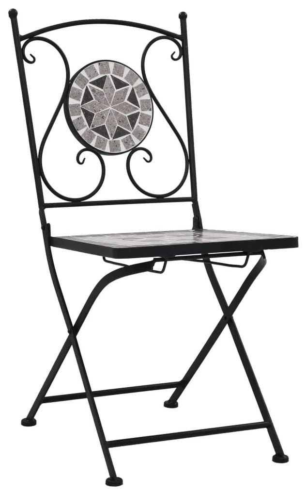 3 pcs conjunto bistro em mosaico azulejos de cerâmica cinzento
