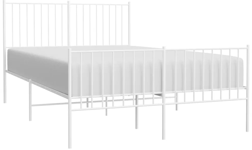 Estrutura de cama com cabeceira e pés 140x190 cm metal branco