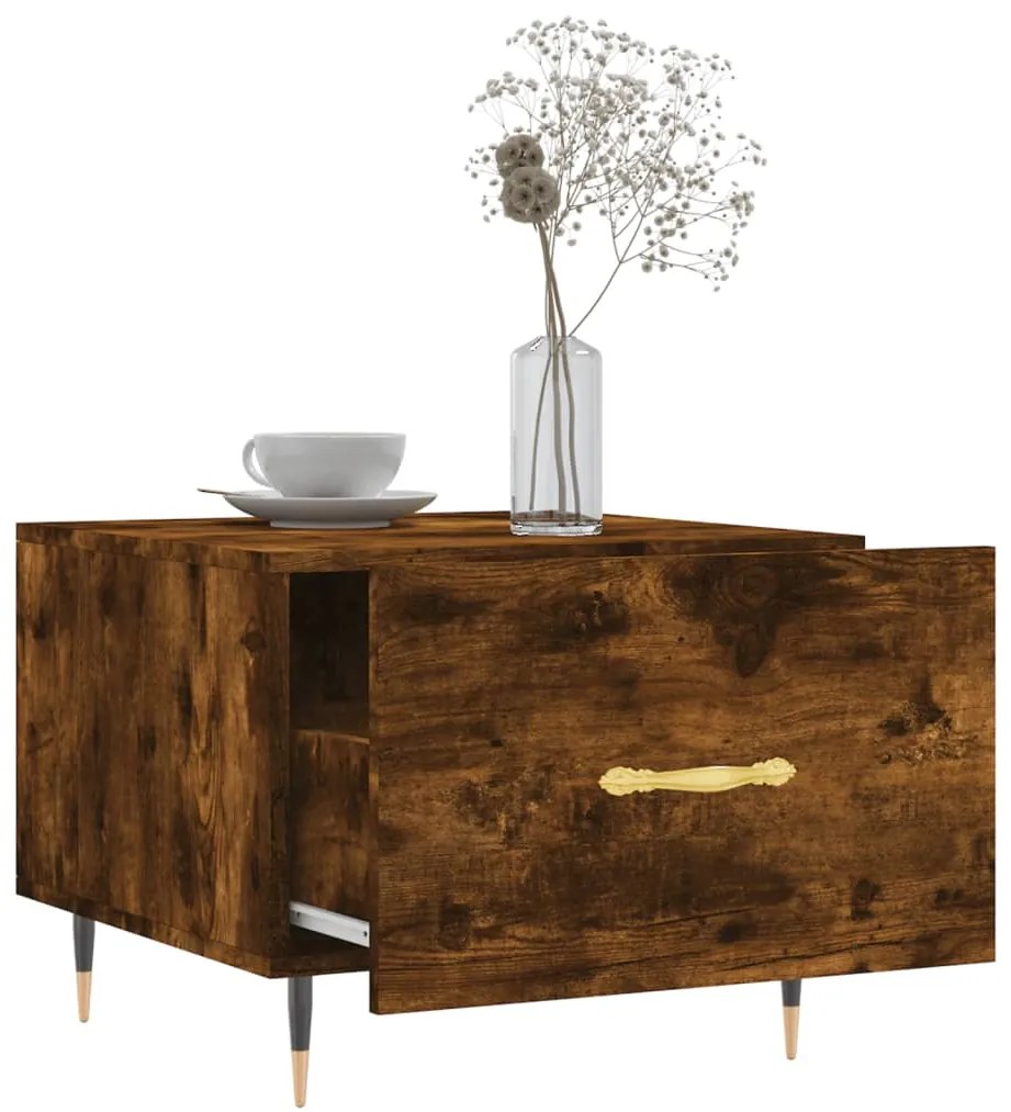 Mesa centro 2 pcs 50x50x40 cm madeira processada cor fumado