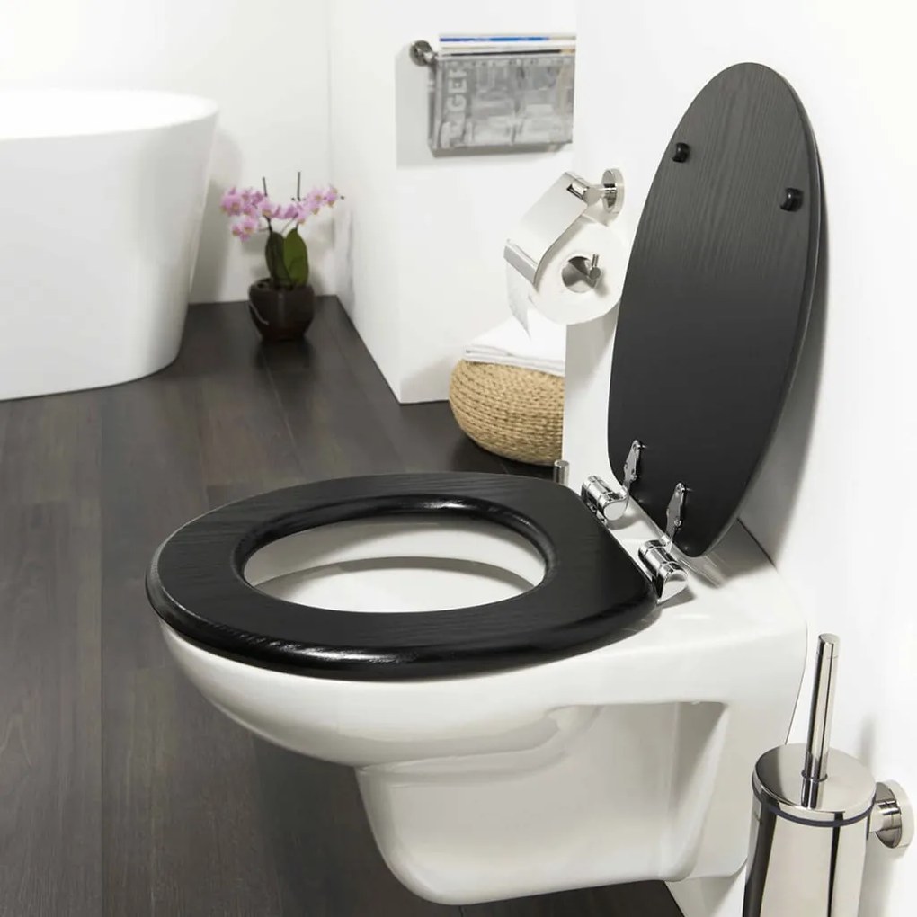 418328 Tiger Assento de sanita com fecho suave Blackwash MDF preto 252030746