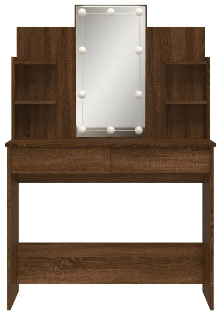 Toucador com luzes LED 96x40x142 cm cor carvalho castanho