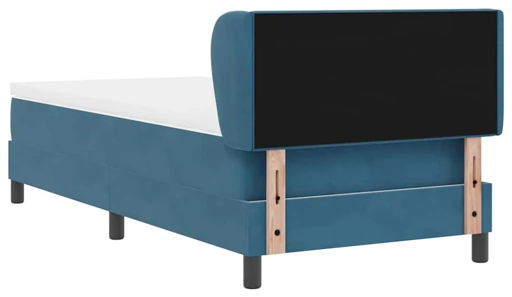 Cama Box Spring com Colchão Azul Escuro 90x190 cm em Veludo