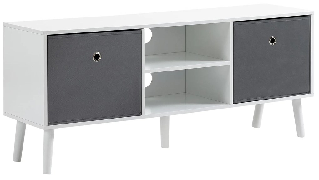 HOMCOM Móvel TV Televisores até 50 Polegadas Sala Estar Moderno Design Funcional 110x29x465cm Branco Cinza