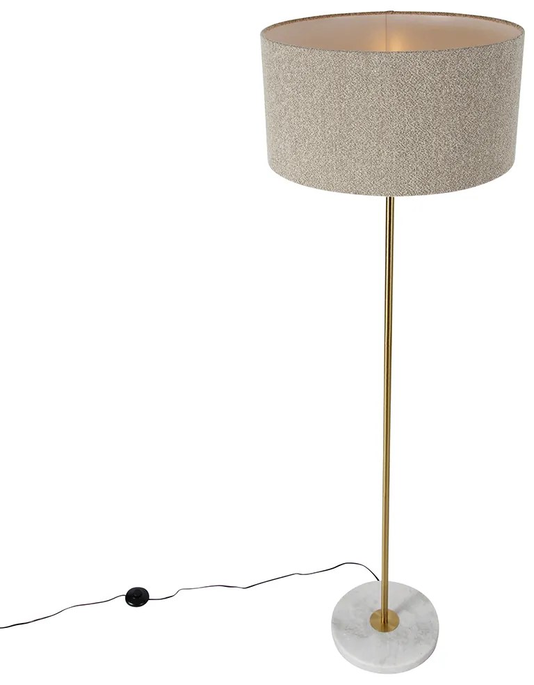 Candeeiro de pé moderno em latão com abajur em bouclé bege 50cm - Kaso Design,Moderno