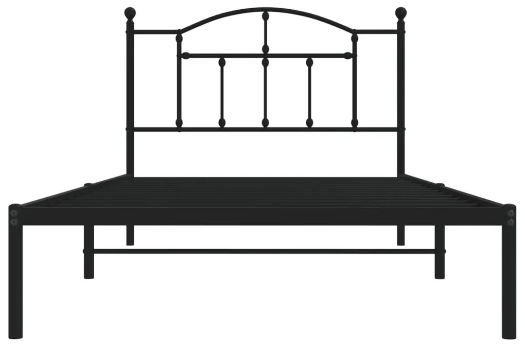 Estrutura de cama com cabeceira 100x200 cm metal preto