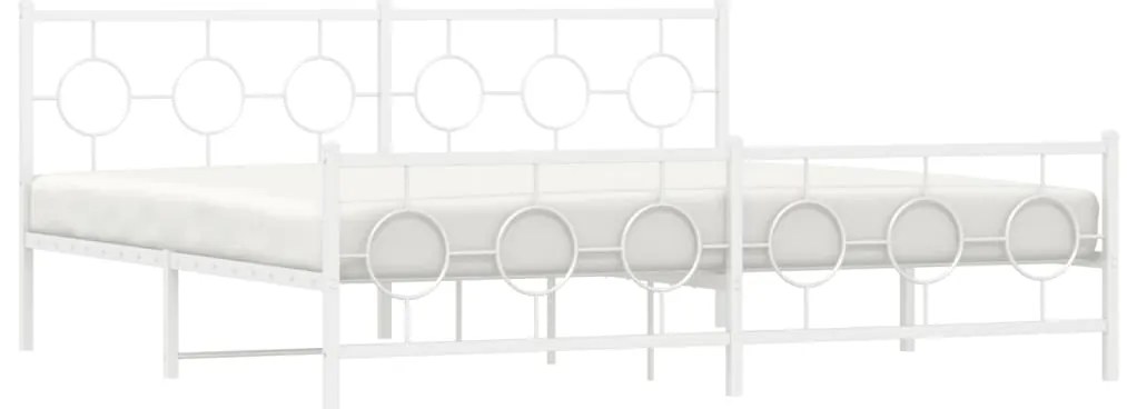 Estrutura de cama com cabeceira e pés 193x203 cm metal branco