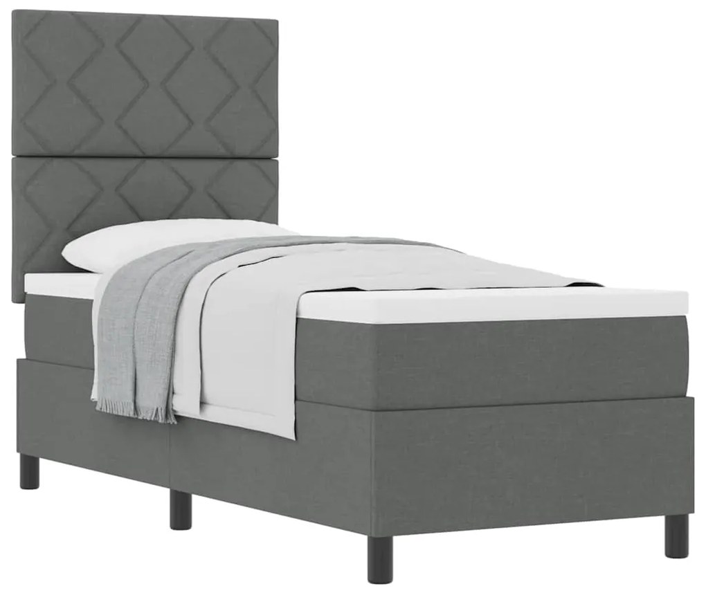 Cama Box Spring com Colchão Cinza Escuro 80x200 cm Tecido