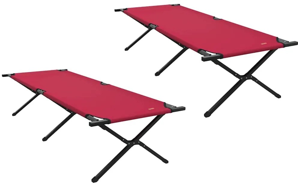 Conjunto de Camas Dobráveis 2 pçs com Bolsa Vermelho 600D Tecido Oxfor