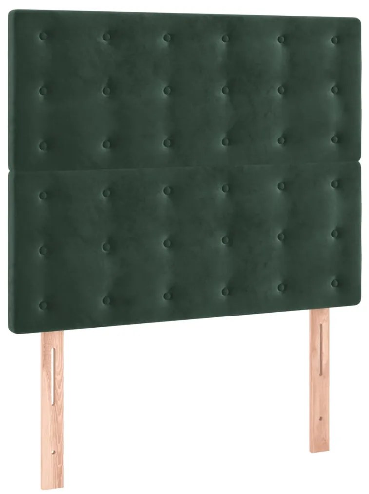 Cama com molas/colchão 90x200 cm veludo verde-escuro