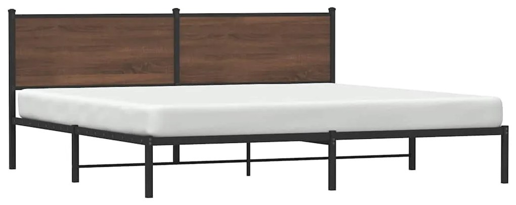 Estrutura cama sem colchão 193x203 cm metal carvalho castanho