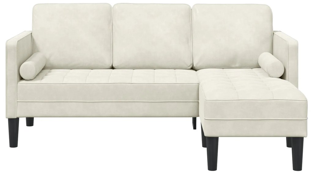 Sofá em L Creme 173x131x67 cm Veludo