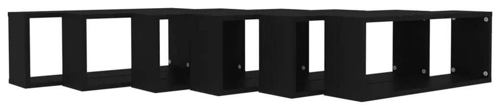 Prateleiras parede forma de cubo 6 pcs derivados madeira preto