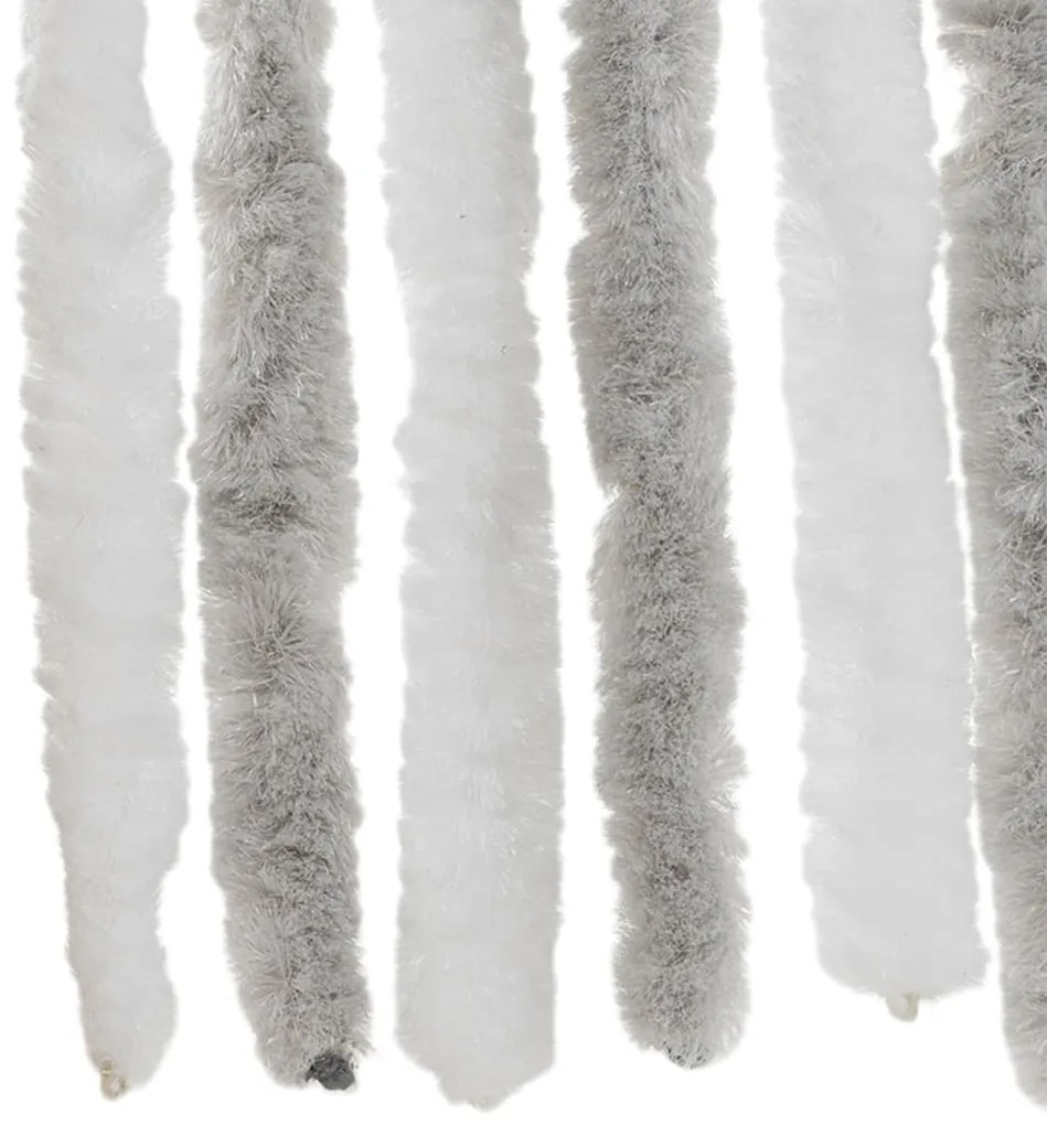 Cortina anti-insetos 100x230cm chenille cinzento-claro e branco
