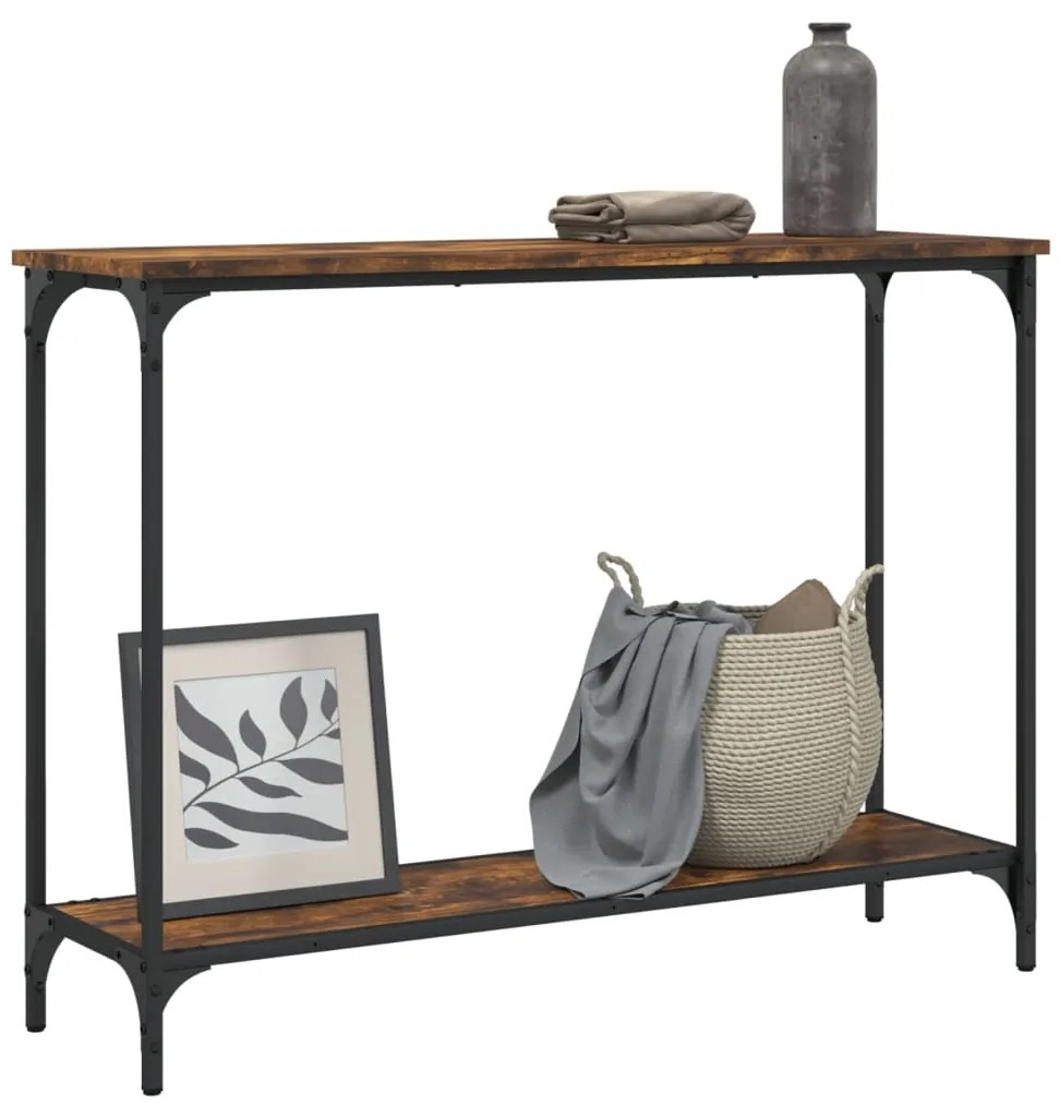 Mesa consola 101x30,5x75cm derivados de madeira carvalho fumado