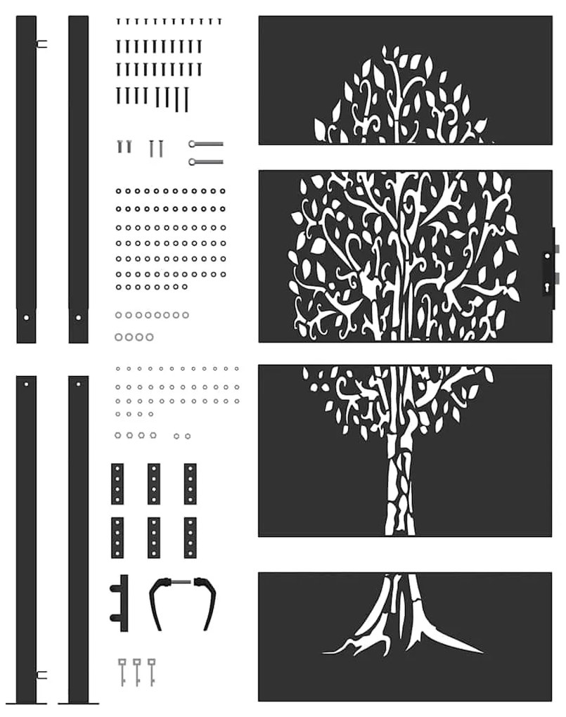 Portão de Jardim Preto 105 x 175 cm Aço com Revestimento em Pó