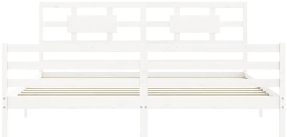 Estrutura de cama com cabeceira 200x200cm madeira maciça branco
