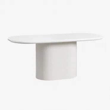 Oval Dining Table 200x105 Cm In Mdf Milford Gardénia Branco - Sklum