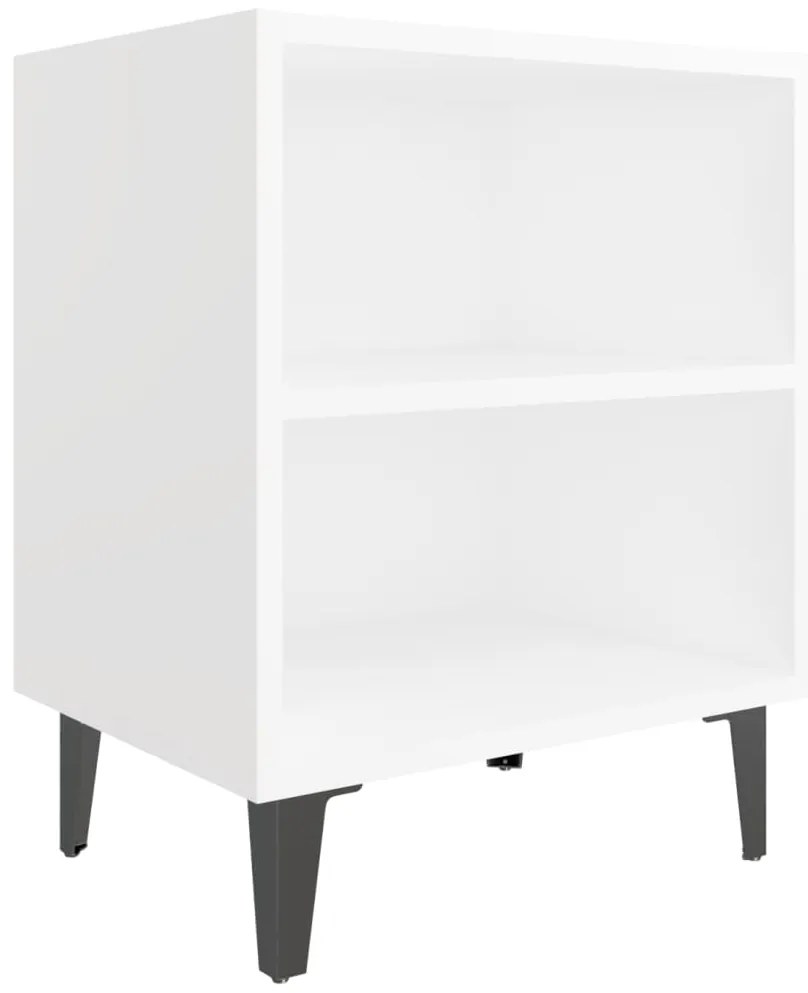 Mesas de cabeceira pernas em metal 2 pcs 40x30x50 cm branco