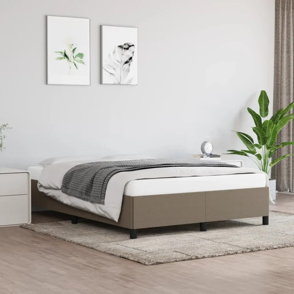 Cama sem colchão 140x200 cm tecido castanho-acinzentado