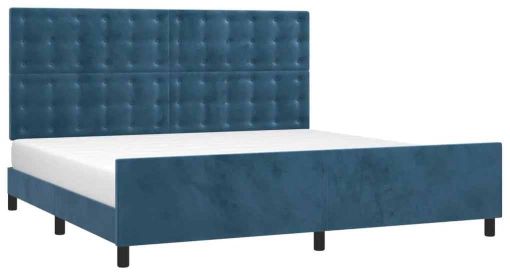 Estrutura de cama sem colchão 200x200 cm veludo azul-escuro