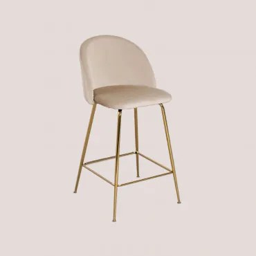 Pacote De 2 Bancos Altos De Veludo Kana Design Dourado & Castanho Trigo & ↑65 Cm - Sklum