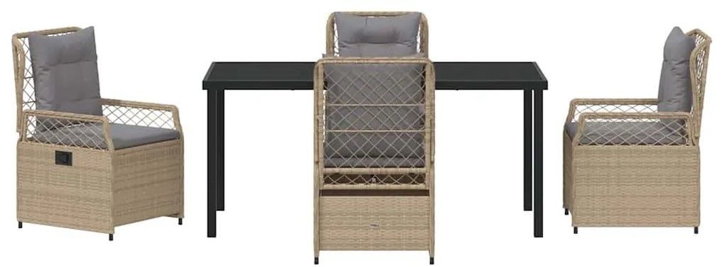 Conjunto de Jantar de Jardim 5 Peças Bege em Rattan Sintético