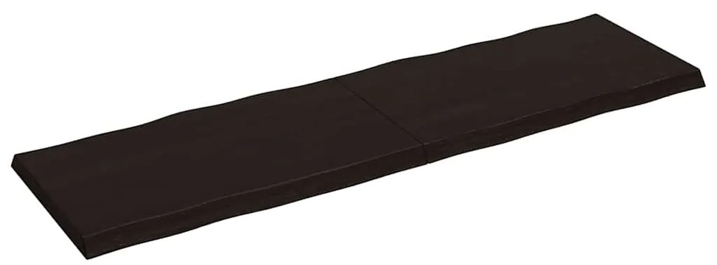 Tampo de mesa com bordas vivas maciço tratado castanho-escuro