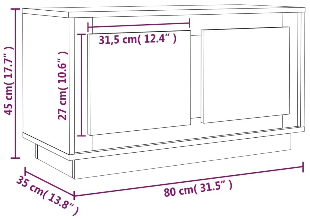 Móvel de TV 80x35x45 cm derivados de madeira preto