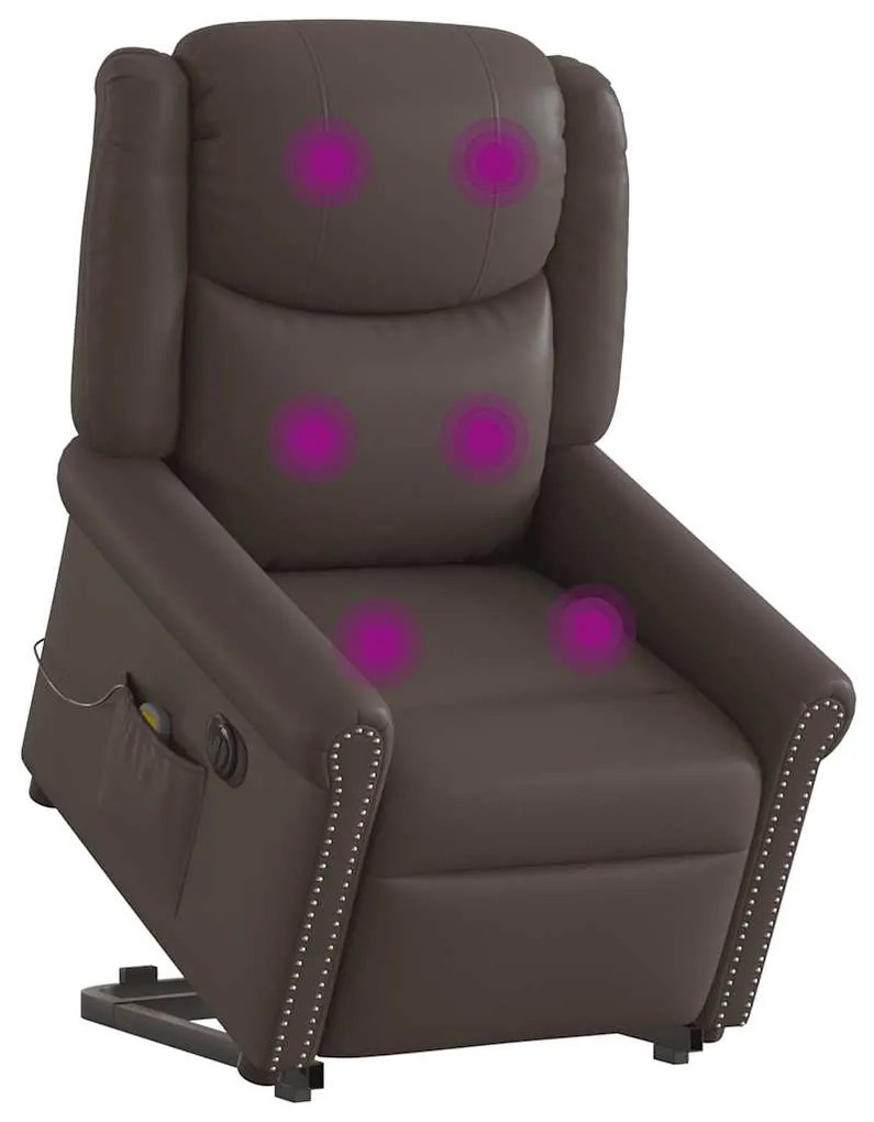 vidaXL Poltrona reclinável massagens elevatória elétrica couro artif.