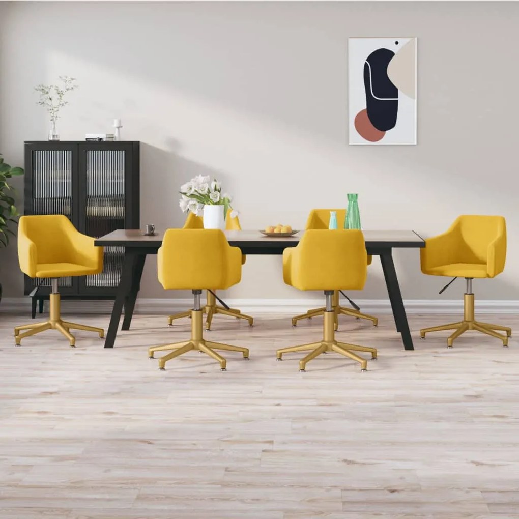 vidaXL Cadeiras de jantar giratórias 6 pcs veludo amarelo