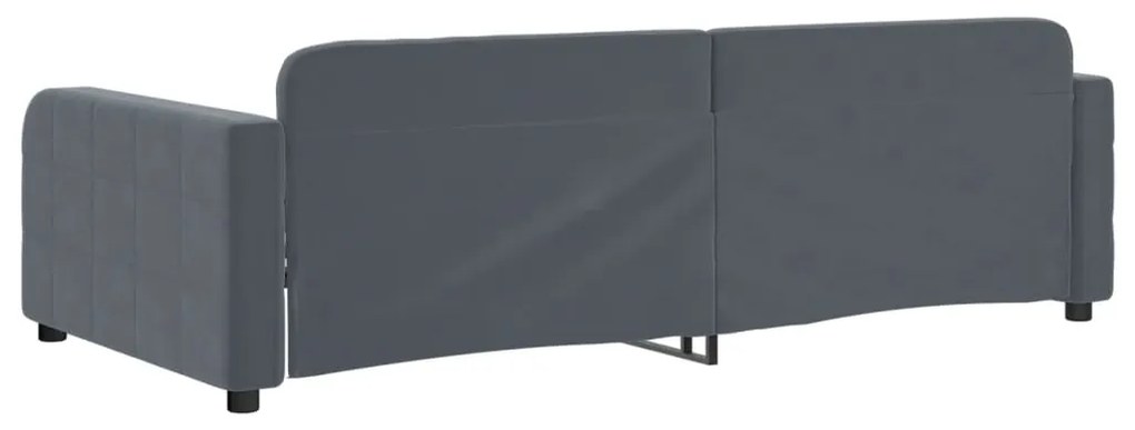 Sofá-cama 90x190 cm veludo cinzento-escuro