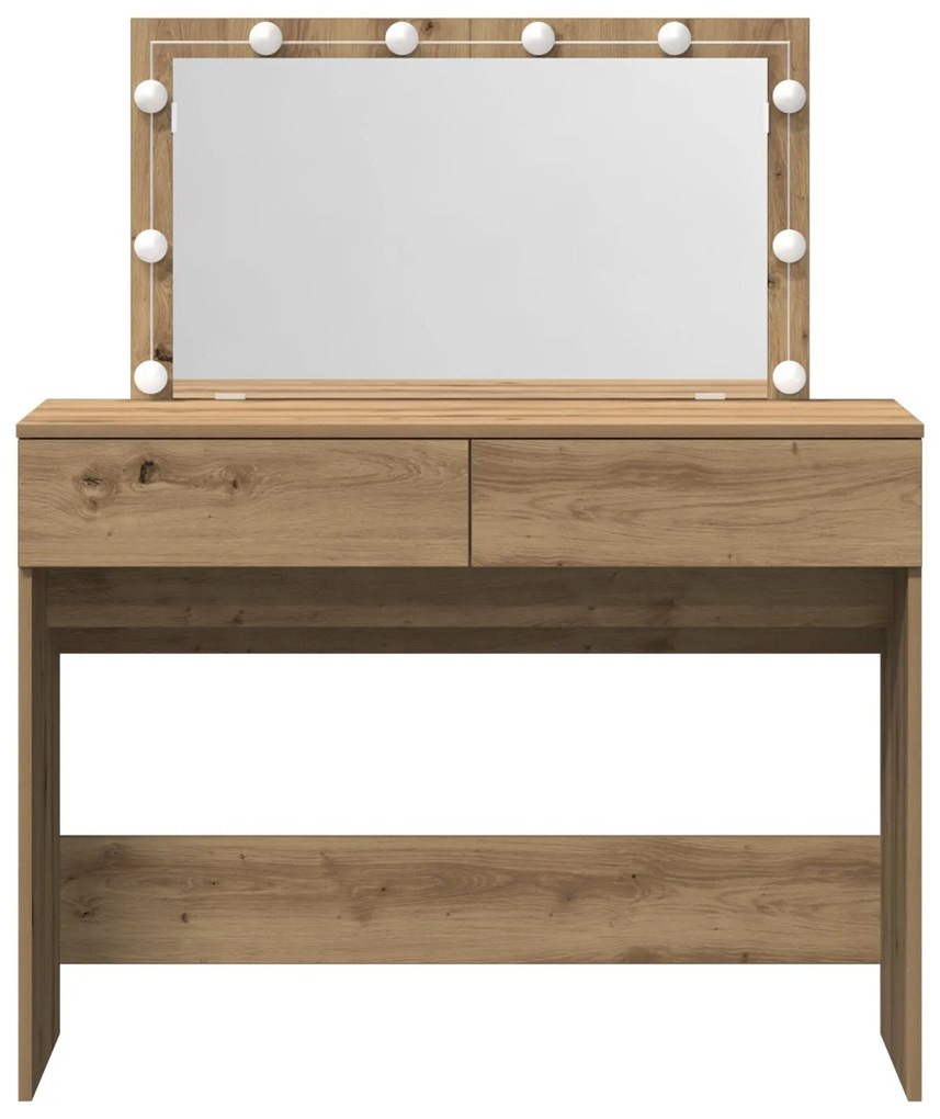 Mesa de Maquiagem com LED Carvalho Artesanal 100x40x120 cm