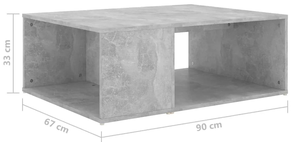 Mesa de centro 90x67x33 cm derivados madeira cinzento cimento