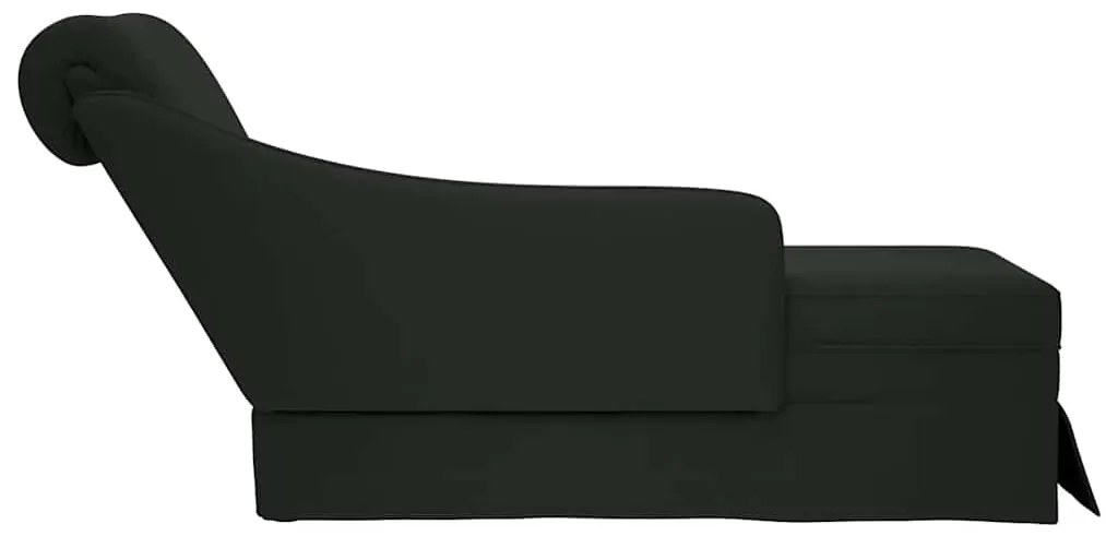 Chaise lounge c/ reforço/apoio de braços direito veludo preto