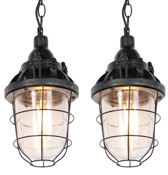 Conjunto de 2 Pendentes Industriais Pretos - Cabin Industrial