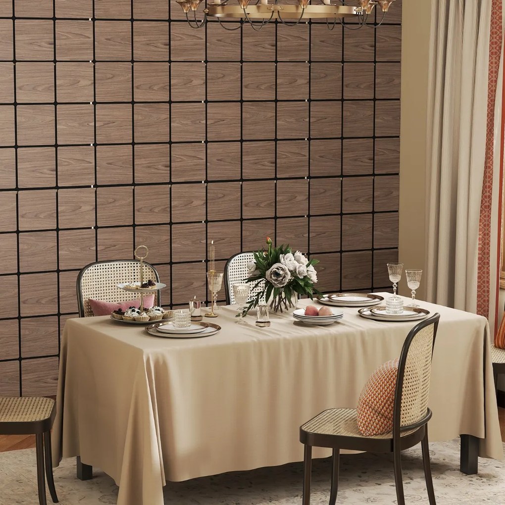 Conjunto de 4 painéis acústicos 62 x 62 cm com 9 tábuas quadradas de madeira para redução de ruído e decoração de tetos e paredes