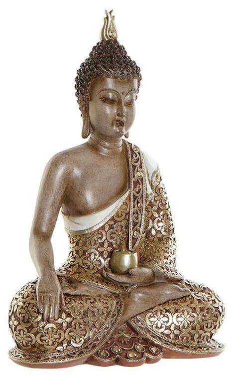 Figura Decorativa DKD Home Decor Dourado Castanho Buda Resina (23 x 14 x 35 cm)