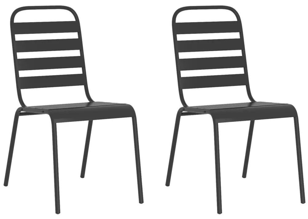 3 pcs conjunto de jantar para jardim aço antracite