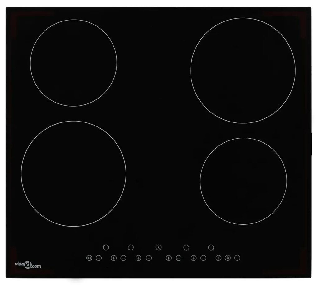 50784 vidaXL Placa de cerâmica com 4 discos controlo tátil 6000 W