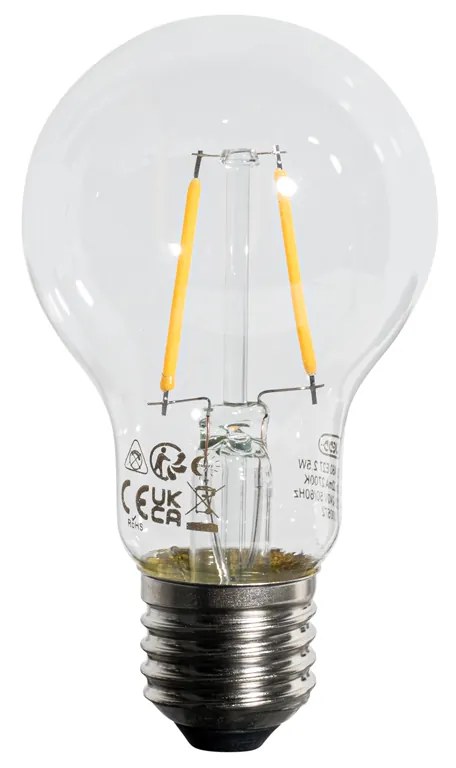 Conjunto de 5 lâmpadas LED E27 A60 com sensor crepuscular 2,5W 250 lm 2700K