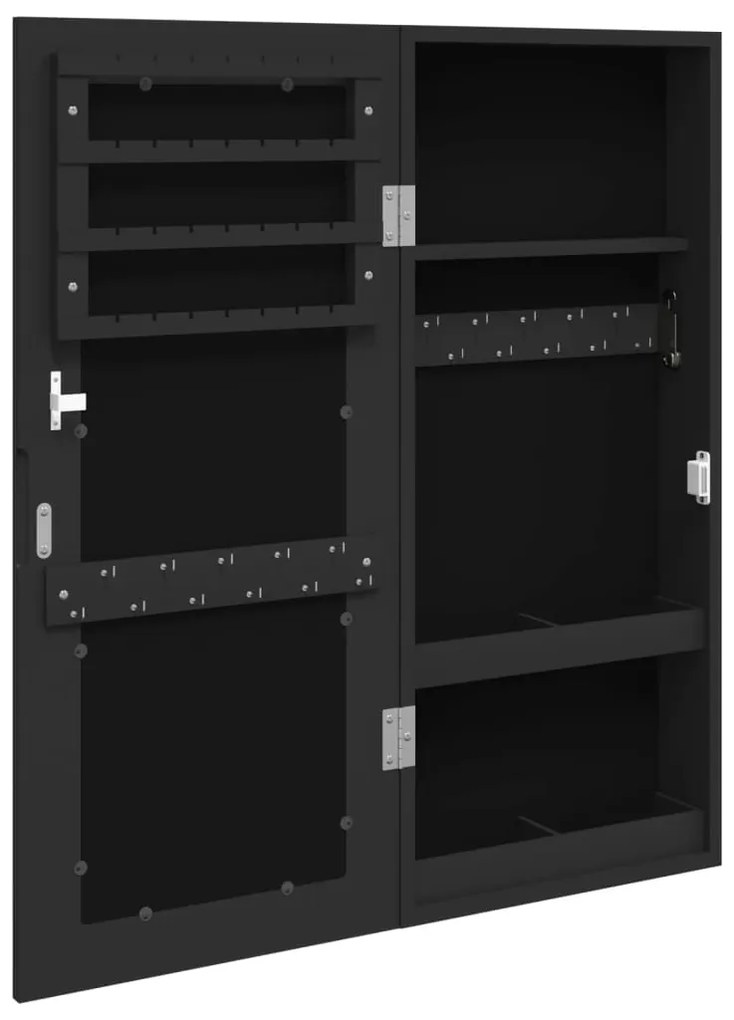 Móvel para joias de parede espelhado 30x8,5x67 cm preto