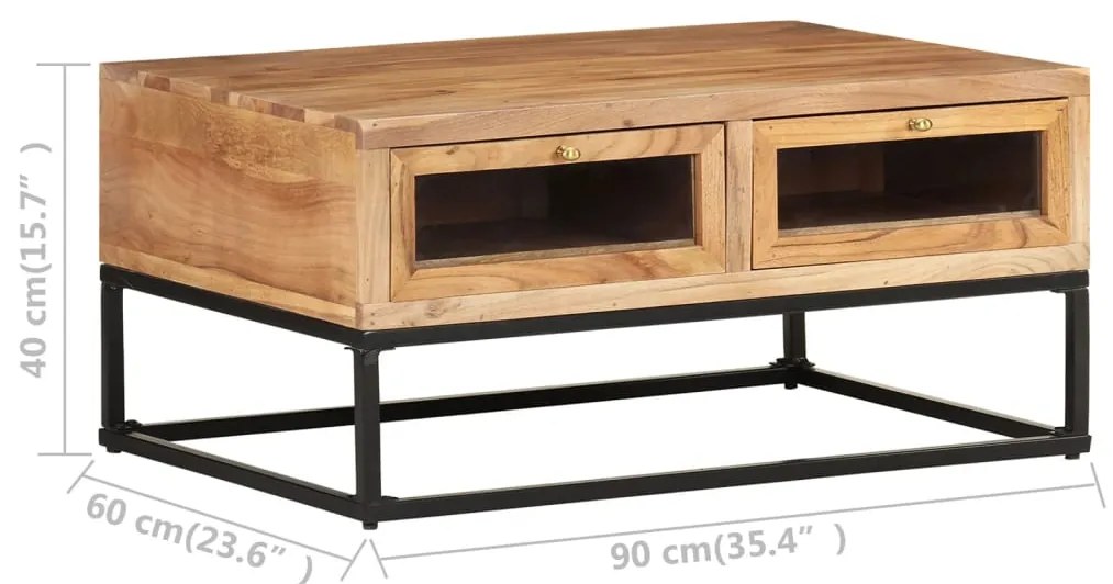 Mesa de centro 90x60x40 cm madeira de acácia maciça