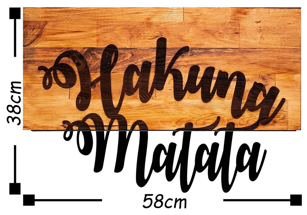 Acessório Decorativo de Parede Hakuna Matata – Nogueira e Preto – 58 x