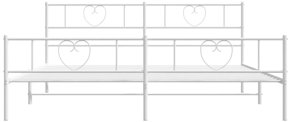 Estrutura de cama com cabeceira e pés 200x200 cm metal branco