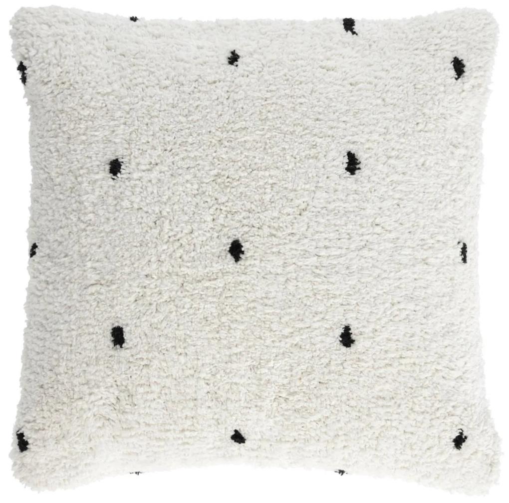 Kave Home - Capa almofada Meri algodão branco com pontos pretos 45 x 45 cm