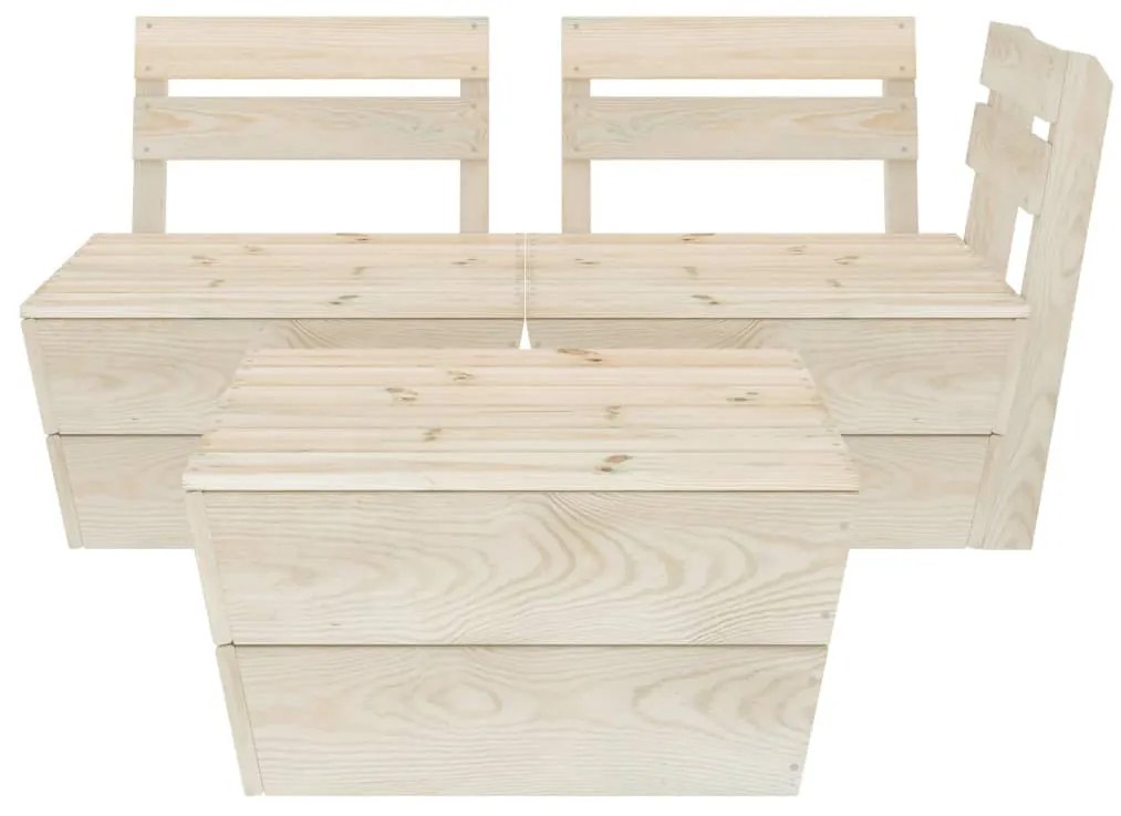 3 pcs conjunto lounge de paletes madeira de abeto impregnada