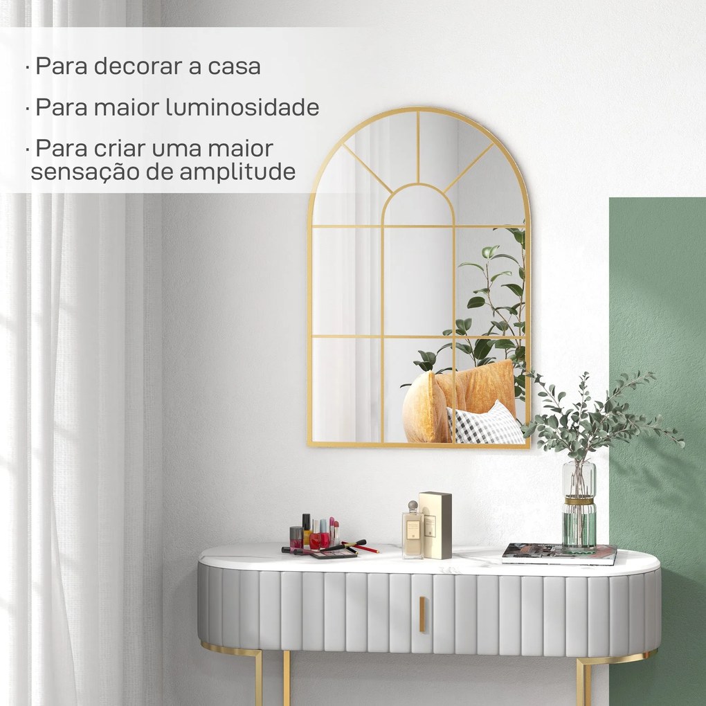 HOMCOM Espelho Decorativo de Parede 60x91 cm Espelho em Forma de Arco